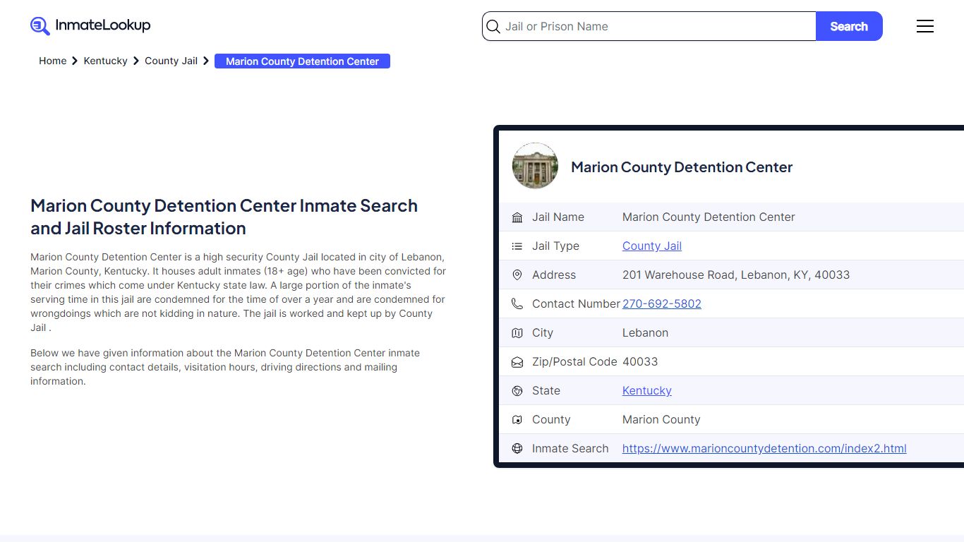 Marion County Detention Center Inmate Search, Jail Roster, Bookings ...