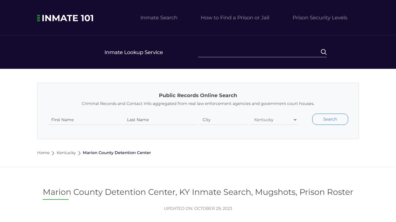 Marion County Detention Center, KY Inmate Search, Mugshots, Prison Roster
